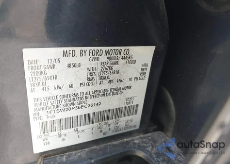 2006 Ford F-250 Lariat/Xl/Xlt z USA, uszkodzony, nr VIN 1FTSW20P36EC26142